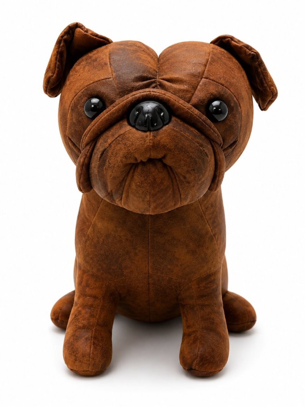 Vintage Leather Bulldog Doorstop Figure - Weighted Animal Statue